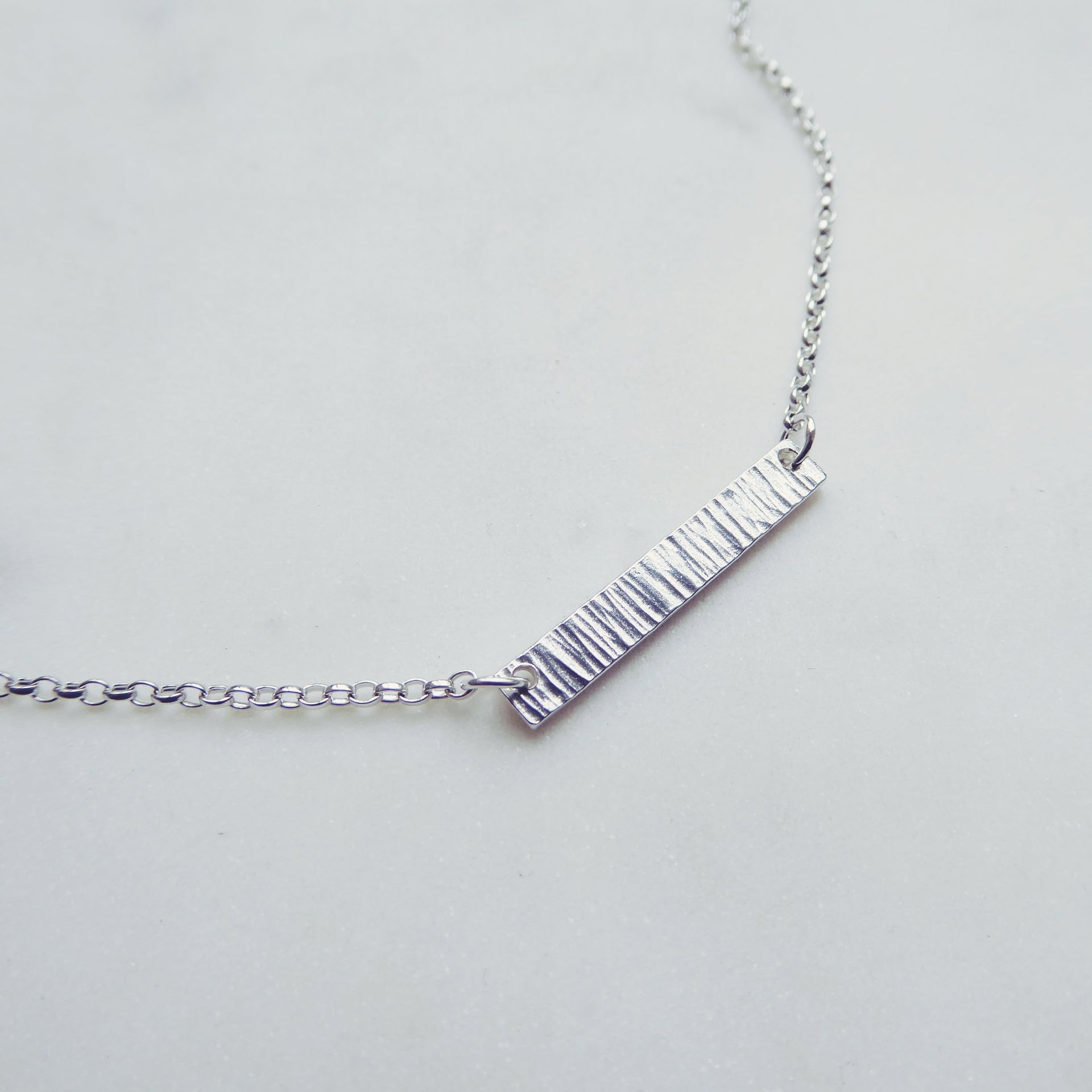 Silver horizontal hot sale bar necklace