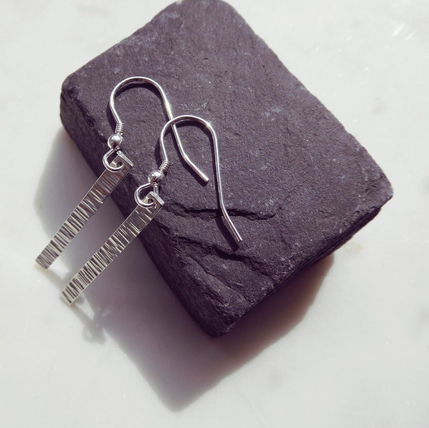 Textured Bar Ridge Earrings