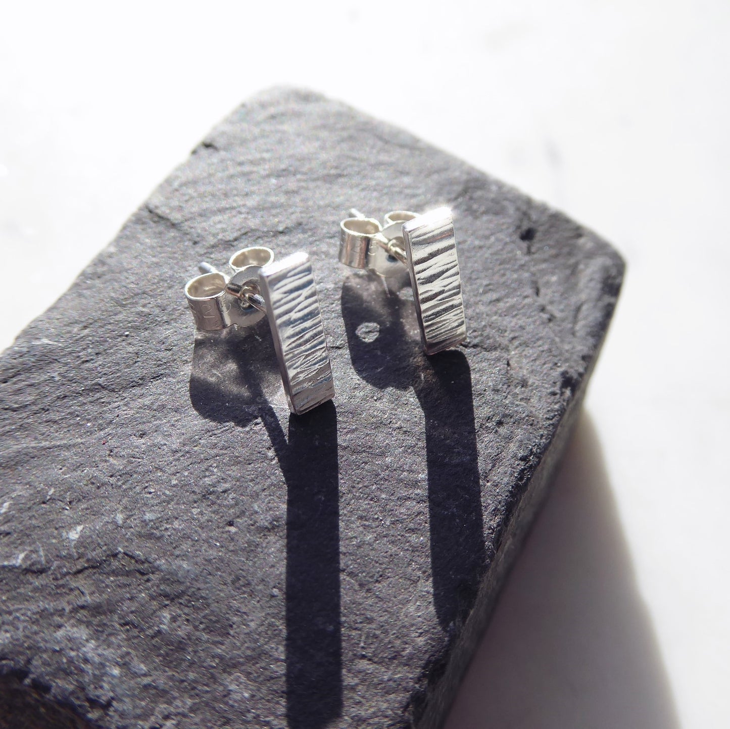 Mini Textured Bar Stud Earrings