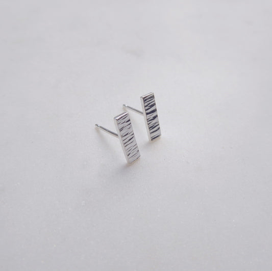 Mini Textured Bar Stud Earrings