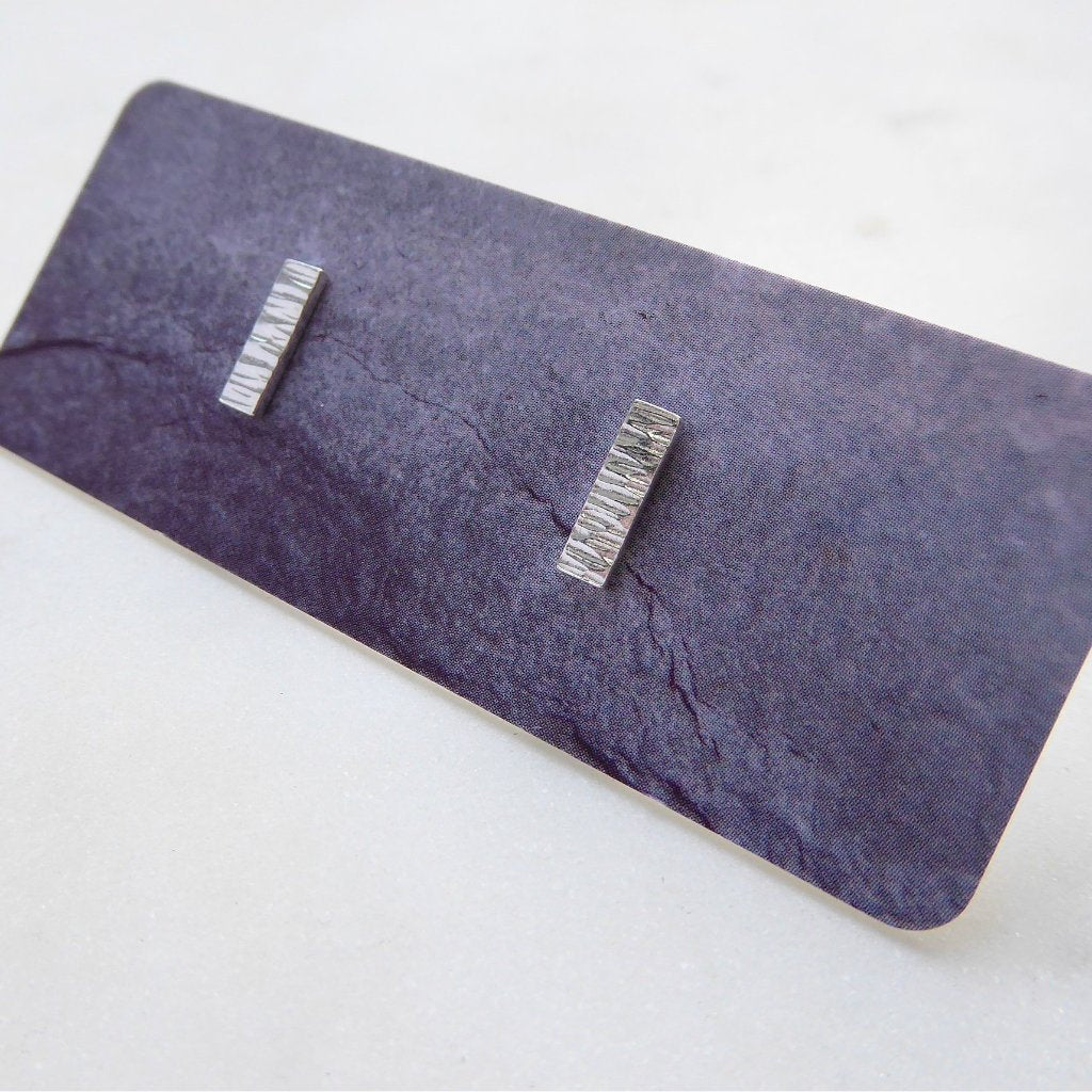 Mini Textured Bar Stud Earrings