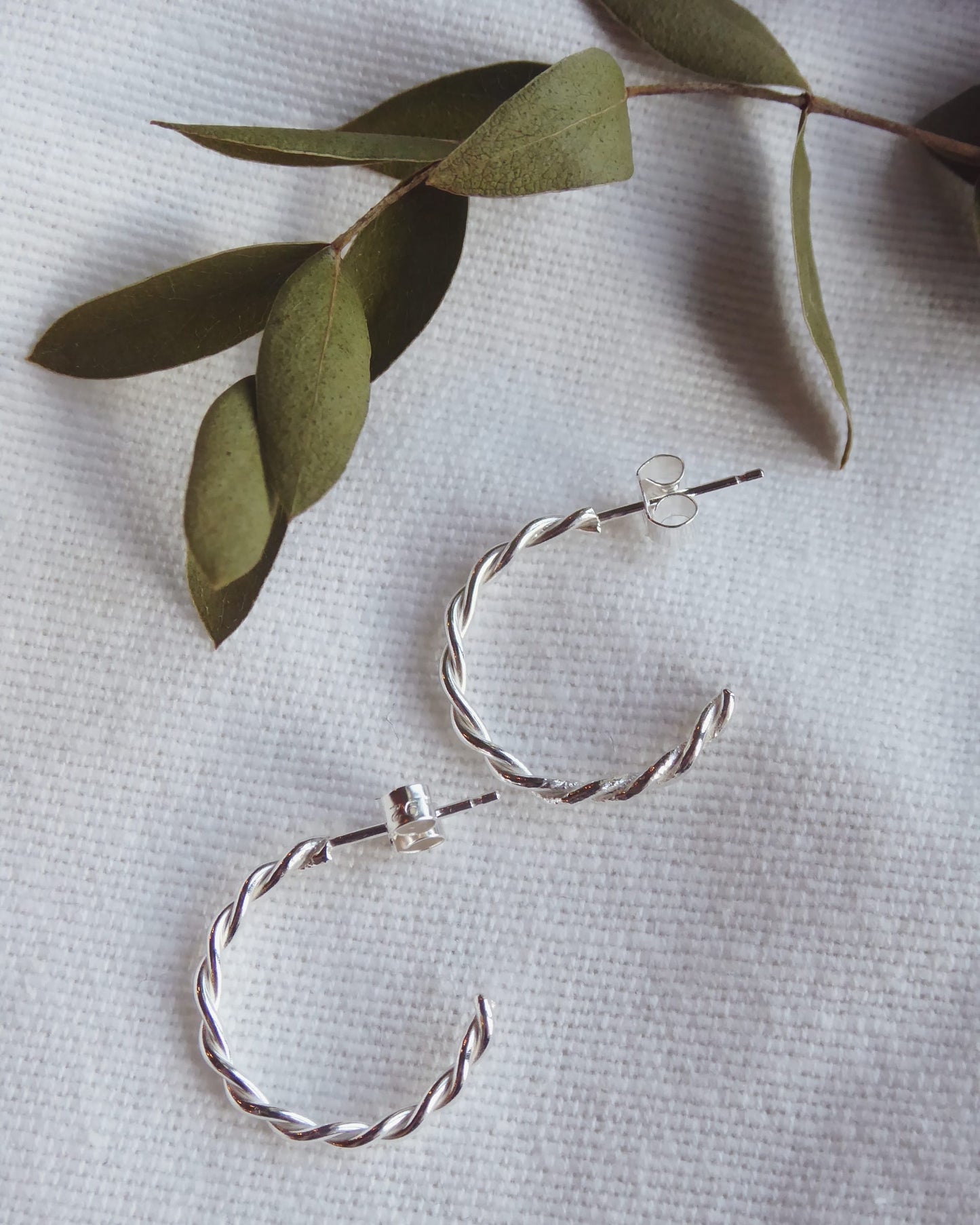 Twisted Hoop Stud Earrings