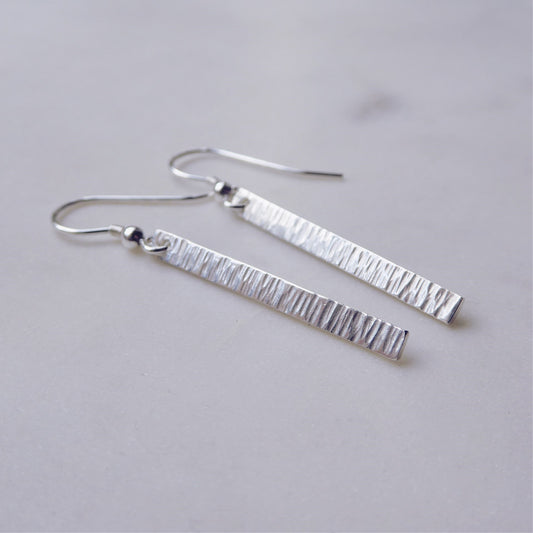 Textured Bar Ridge Earrings