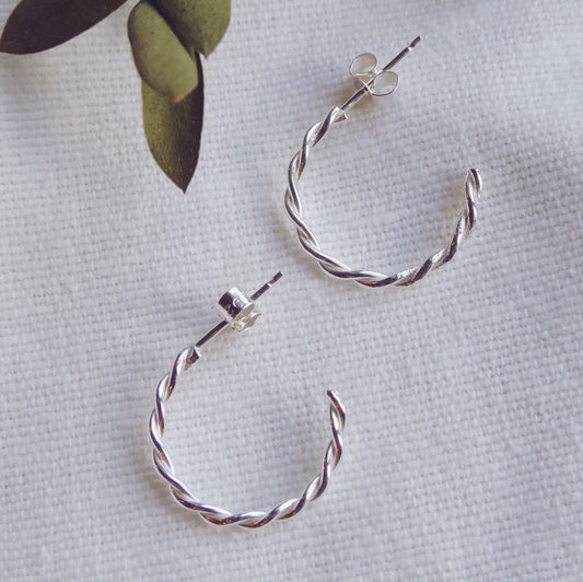 Twisted Hoop Stud Earrings